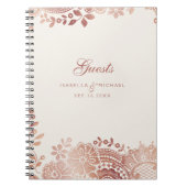 バラ金ゴールドエレガントヴィンテージレ結婚ースのゲストブック ノートブック (正面)