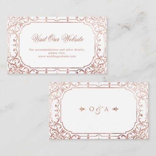 バラ金ゴールドエレガントヴィンテージ結婚訪問サイト プレイスカード (正面/裏面)