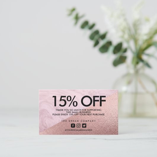 バラ金ゴールドエレガント大理石割引ありがとう 名刺 (スタンド正面)