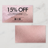 バラ金ゴールドエレガント大理石割引ありがとう 名刺 (正面/裏面)