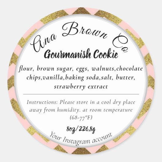 バラ金ゴールドエレガント成分製品ラベル ラウンドシール (正面)