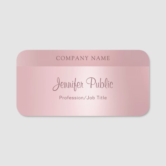 バラ金ゴールドエレガント手書きスクリプトトレンディー 名札 (正面)