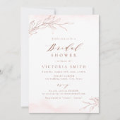 バラ金ゴールドエレガント植物素朴ブライダルシャワー 招待状 (正面)