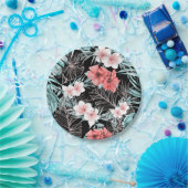 バラ金ゴールドエレガント熱帯植物島ルアウ（ハワイ式宴会） ペーパープレート (パーティー)