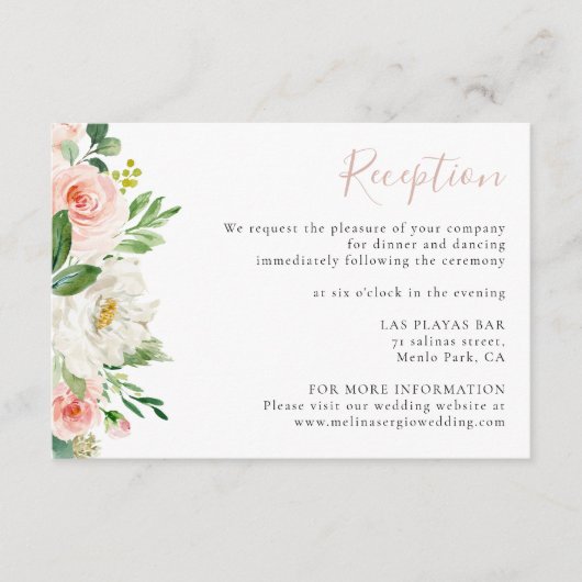 バラ金ゴールドエレガント秋フラワーウェディングレセプション エンクロージャーカード (正面)