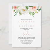 バラ金ゴールドエレガント秋フラワーズボダ結婚ズ 招待状 (正面)