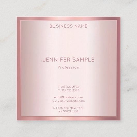 バラ金ゴールドエレガント色モダンシンプルテンプレート スクエア名刺 (裏面)