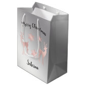 バラ金ゴールドエレガント雪片トナカイ ミディアムペーパーバッグ (裏面アングル)