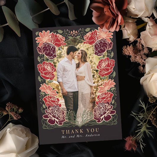 バラ金ゴールドエンチャント庭園の結婚式サンキューカード サンキューカード