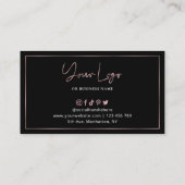 バラ金ゴールドオンブラックエレガント美しいサロンシック ロイヤリティカード (裏面)