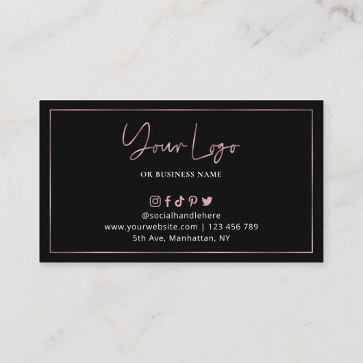 バラ金ゴールドオンブラックエレガント美しいサロンシック ロイヤリティカード (裏面)