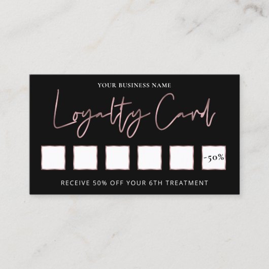 バラ金ゴールドオンブラックエレガント美しいサロンシック ロイヤリティカード (正面)