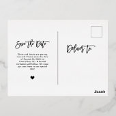 バラ金ゴールドオン黒とハート |日付の保存 箔招待状ポストカード (裏面)