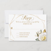 バラ金ゴールドオーガニックフローラ結婚式RSVPカード 出欠カード (正面)