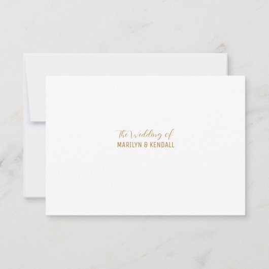 バラ金ゴールドオーガニックフローラ結婚式RSVPカード 出欠カード (裏面)