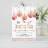 バラ金ゴールドオーナメントクリスマスホリデーディナーパーティー 招待状 (スタンド正面)