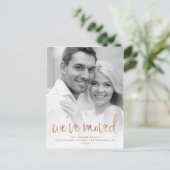 バラ金ゴールドカジュアルスクリプト写真の移動のお知らせ ポストカード (スタンド正面)