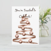 バラ金ゴールドカスタマイズ可能なホリデーパーティーの開始 招待状 (スタンド正面)