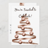 バラ金ゴールドカスタマイズ可能なホリデーパーティーの開始 招待状 (正面/裏面)