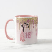 バラ金ゴールドカスタムキンセアニェラギフトブラックヘア15th マグカップ (左)