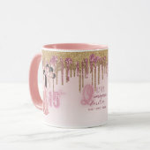 バラ金ゴールドカスタムキンセアニェラギフトブラックヘア15th マグカップ (正面左)