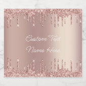 バラ金ゴールドカスタムグリッターのテキスト名 スパークリングワインラベル (シングルラベル)