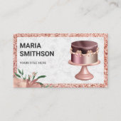 バラ金ゴールドカスタムグリッターピンクリボンケーキベーカリー 名刺 (正面)