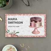 バラ金ゴールドカスタムグリッターピンクリボンケーキベーカリー 名刺