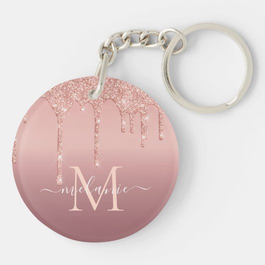 バラ金ゴールドカスタムグリッターレター名キーチェーンギフト キーホルダー (裏面)
