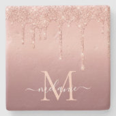 バラ金ゴールドカスタムグリッターレター名ストーンコースター ストーンコースター (正面)