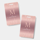 バラ金ゴールドカスタムグリッターレター名バッジ バッジ (正面＆裏面)