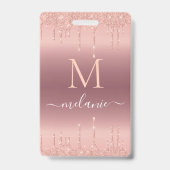 バラ金ゴールドカスタムグリッターレター名バッジ バッジ (裏面)