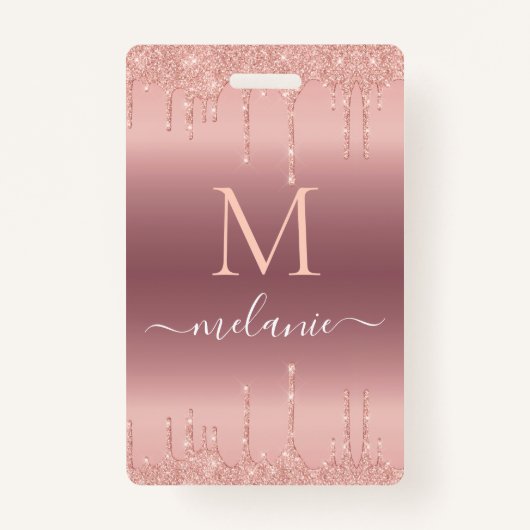 バラ金ゴールドカスタムグリッターレター名バッジ バッジ (正面)