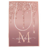 バラ金ゴールドカスタムグリッターレター名抱き枕 ミディアムペーパーバッグ (正面)