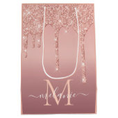 バラ金ゴールドカスタムグリッターレター名抱き枕 ミディアムペーパーバッグ (裏面)