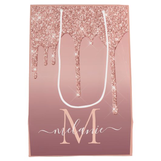バラ金ゴールドカスタムグリッターレター名抱き枕 ミディアムペーパーバッグ (裏面)