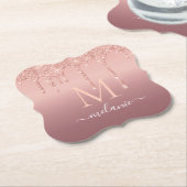 バラ金ゴールドカスタムグリッターレター名紙コースター ペーパーコースター (アングル)