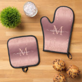 バラ金ゴールドカスタムグリッター名パーソナライズされた 鍋つかみ&鍋敷きセット (トップダウン)