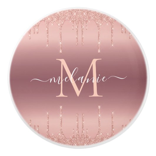 バラ金ゴールドカスタムグリッター文字名セラミックノブ セラミックノブ (正面)