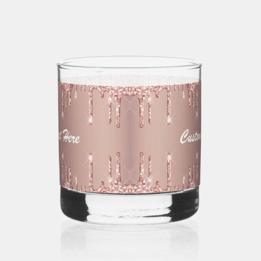 バラ金ゴールドカスタムグリッター文字名 ウイスキーグラス (左)