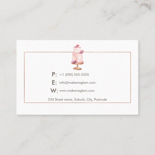 バラ金ゴールドカスタムケーキ9 cm x 5.5 cm 名刺 (裏面)