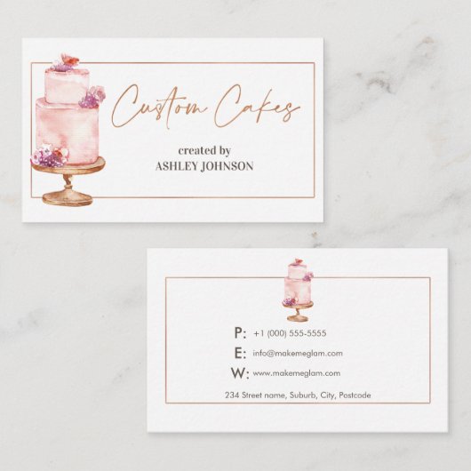 バラ金ゴールドカスタムケーキ9 cm x 5.5 cm 名刺 (正面/裏面)