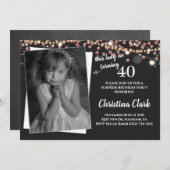 バラ金ゴールドカスタムフォトアダルトウーマン誕生日 招待状 (正面/裏面)