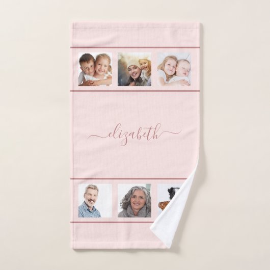 バラ金ゴールドカスタムフォトコラージモノグラムスクリプト バスタオルセット (ハンドタオル)