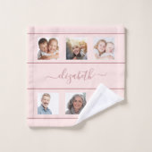 バラ金ゴールドカスタムフォトコラージモノグラムスクリプト バスタオルセット (ウォッシュタオル)