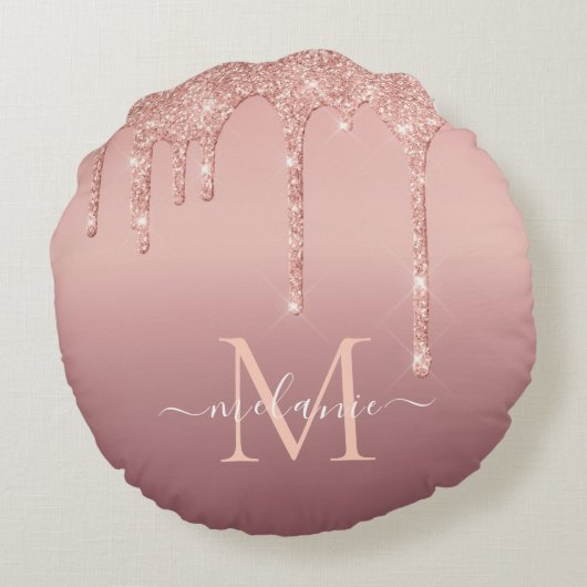 バラ金ゴールドカスタムレターお名前ラウンドピロー ラウンドクッション (裏面)