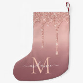 バラ金ゴールドカスタムレター名クリスマスストッキング スモールクリスマスストッキング (裏面)