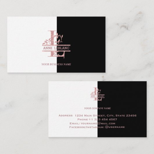 バラ金ゴールドカスタム分割モノグラムレターL M N O P 名刺 (正面/裏面)