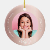 バラ金ゴールドカスタム赤面写真Sweet 16 セラミックオーナメント (裏面)