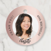 バラ金ゴールドカスタム赤面感謝してい写真あなた誕生日 フェイバータグ (正面)